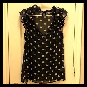 Polka dot sleeveless chiffon Blouse